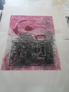 "Riots",KathleenThoma,11x14, monotype& relief print